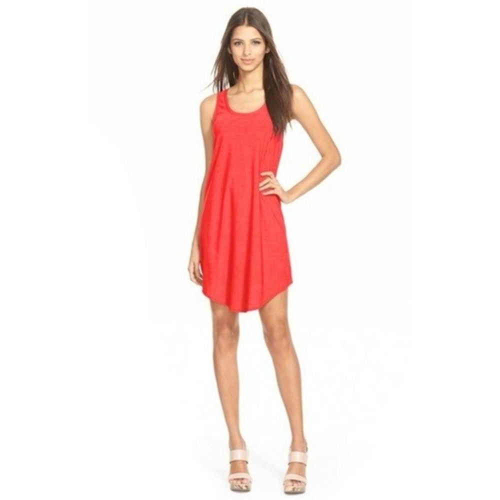 Leith Cayenne Racerback Curved Hem Tank Dress S Casual Chic